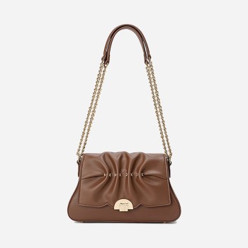 Minimally designed Maillard style pleated small bag, light luxury shoulder bag